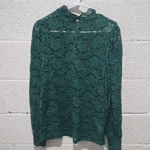 Chic Teal Lace Blouse